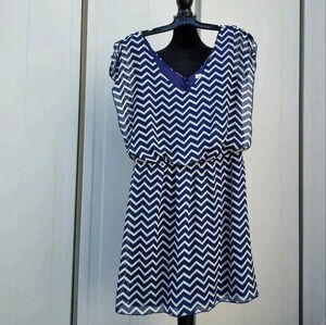 Speechless Womens Blue & White Chevron Dress Size XL.